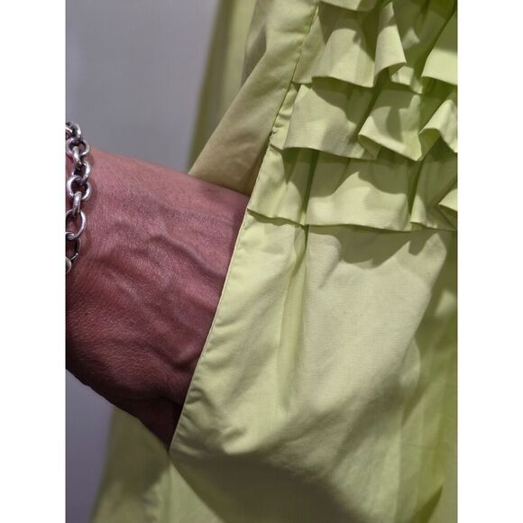 English Factory Highlighter Yellow Ruffle Babydoll Pockets Shirt Dress, XS - Picture 11 of 16